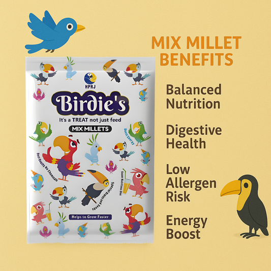 Birdie's Mix Millet (KANGANI) Birds Food for All Small & Medium Size Birds (Lovebird & Budgies) - (1KG) 100% Natural - Chemical Free, Gluten Free, Increase Immune System.