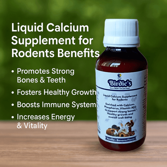 Birdie’s Liquid Calcium Supplement for Rodents | 100 ml | With Phosphorus & Vitamin AD3 | Supports Bone Strength, Growth & Overall Vitality