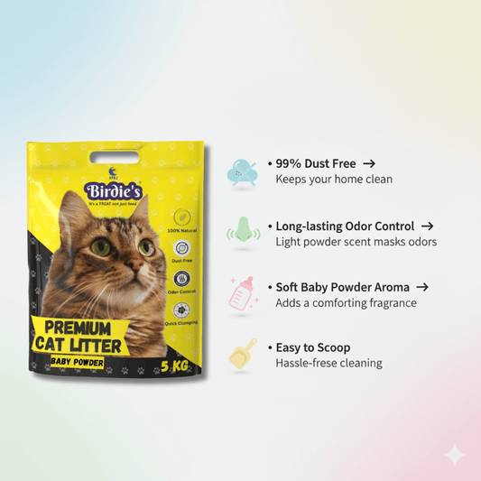 Birdie’s Baby Powder Cat Litter | 5kg | Soft & Dust-Free