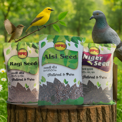 Birdie's Combo of Alsi Seeds (Flax Seed) 1Kg + 1Kg Niger Seed + 1Kg Ragi Seeds (Finger Millet) Birds (Lovebird, Budgies, COKATIEL, Parakeet, Conure, Cockatoo, Macaw & African Grey).