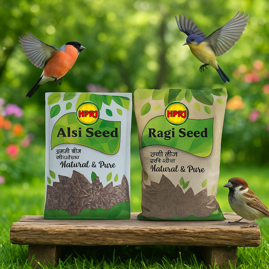 Birdie's Combo of Alsi Seed (Flax Seed) 1Kg + 1Kg Ragi Seeds (Finger Millet) Food Birds(Lovebird, Budgies, COKATIEL, Parakeet, Conure, Cockatoo, Macaw & African Grey), 100% Natural.