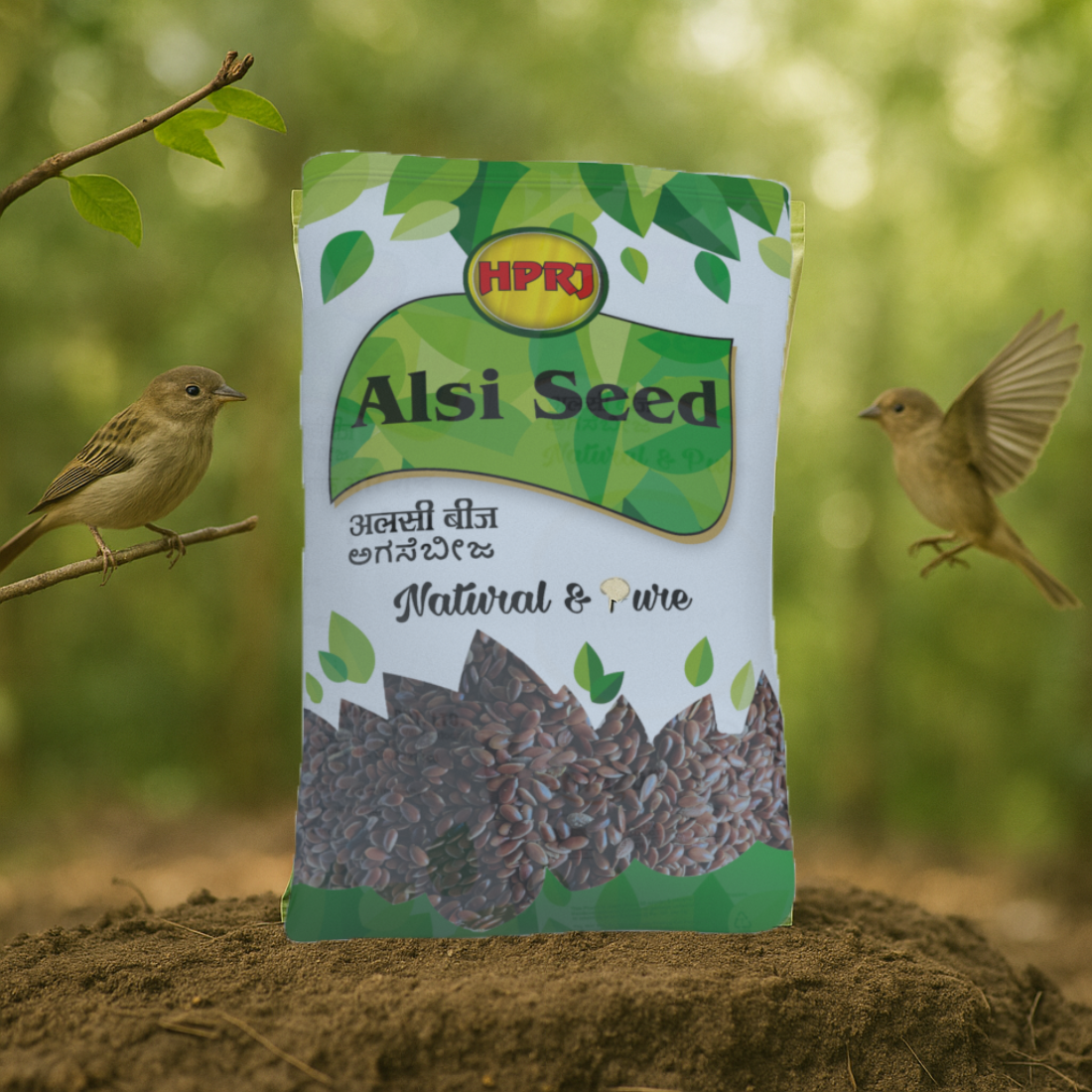 Birdie's Combo of Alsi (Flax) 1KG + 1KG Niger Seed (Black Seed) Food Birds (Lovebird, Budgies, COKATIEL, Parakeet, Conure, Cockatoo & Macaw), Chemical Free & 100% Natural