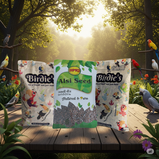 Birdie's Combo of Alsi Seeds 1Kg + 1Kg Mix Seeds for Medium Size Birds +1Kg Mix Seeds for Big Size Birds (COKATIEL, Parakeet, Conure, Cockatoo, Macaw & African Grey ), Chemical Free, 100% Natural.
