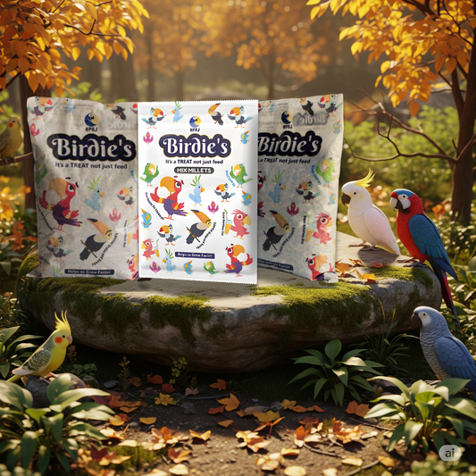 Birdie's Combo of Mix Millet (KANGANI) 1Kg + 1Kg Mix Seeds for Medium Size Birds + 1Kg Mix Seeds for Big Size Birds (COKATIEL, Parakeet, Conure, Cockatoo, Macaw & African Grey), 100% Natural.