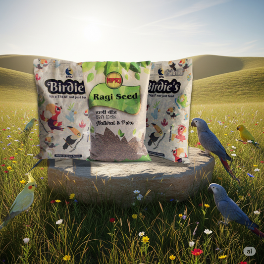 Birdie's Combo of Ragi Millet 1K + 1K Mix Seed for Medium Size Birds + 1K Mix Seed for Big Size Birds (COKATIEL, Parakeet, Conure, Cockatoo, Macaw & African Grey), Chemical Free, Natural Seeds.