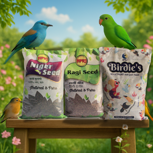 Birdie's Combo of Niger Seed 1Kg + 1Kg Ragi Seeds+ 1Kg Mix Seeds for Big Size Birds (Cockatoo, Macaw & African Grey), 100% Natural and Chemical Free, Veterinary Approved