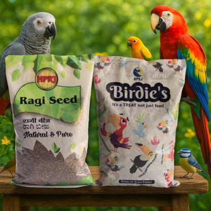 Birdie's Combo of Ragi Millet 1Kg + 1Kg Mix Seeds for Big Size Birds (Cockatoo, Macaw & African Grey), Chemical Free, All Natural Seeds, Veterinary Approved
