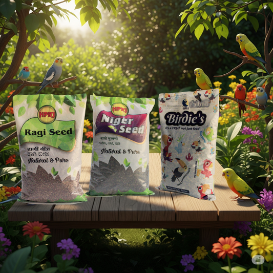 Birdie's Combo of Niger Seeds 1Kg + 1Kg Ragi Seeds + 1Kg Mix Seeds for Medium Size Birds (COKATIEL, Parakeet & Conure), 100% Natural and Chemical Free, Veterinary Approved