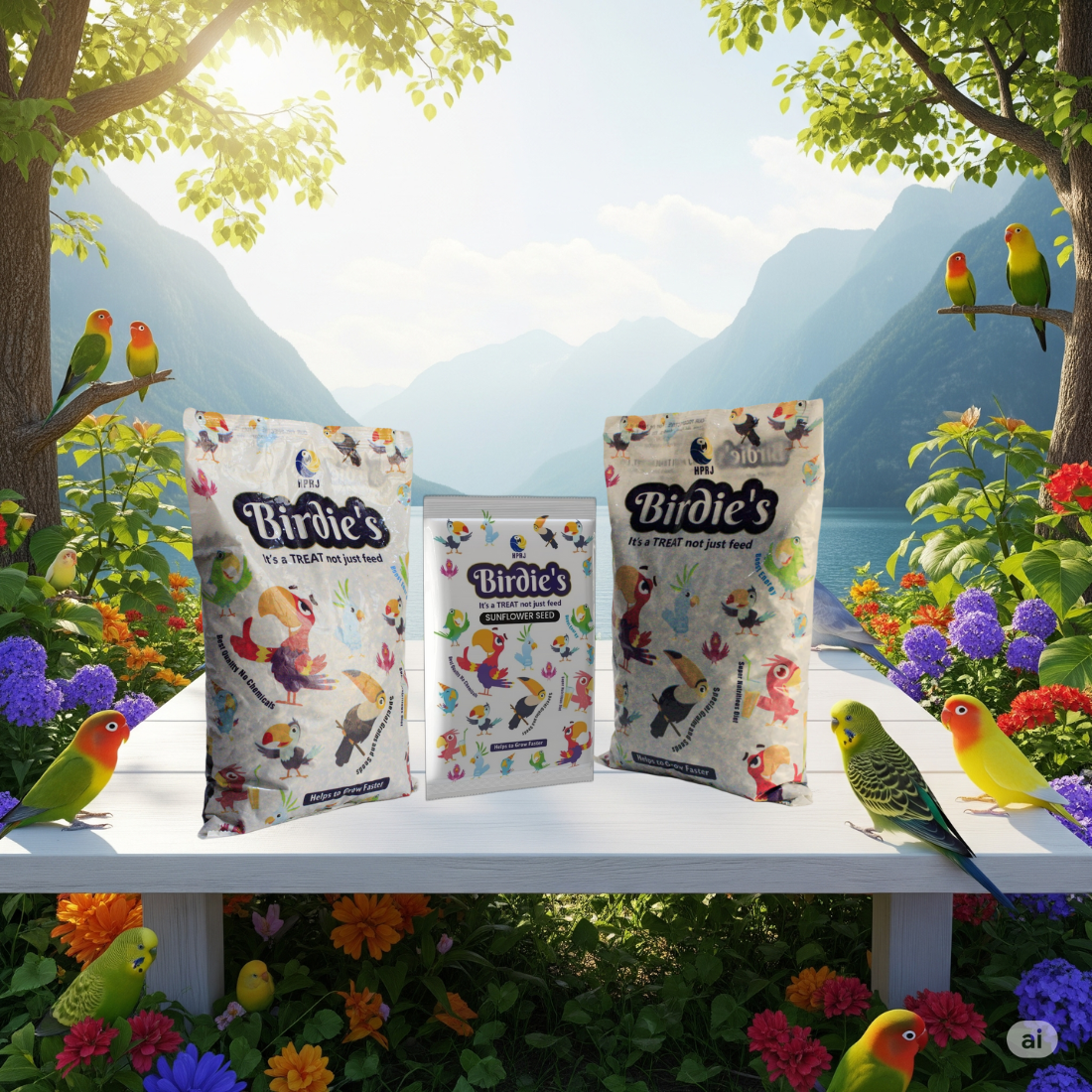 Birdie's Combo of Sunflower Seed 500g + 1Kg Mix Seeds for Small Size Birds+ 1Kg Mix Seeds for Medium Size Birds (Lovebird, Budgies, COKATIEL, Parakeet & Conure), 100% Natural and Chemical Free.