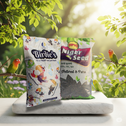Birdie's Combo of Niger Seeds 1Kg + 1Kg Mix Seeds for Small Size Birds (Lovebird & Budgies), Chemical Free, 100% Natural, Veterinary Approved