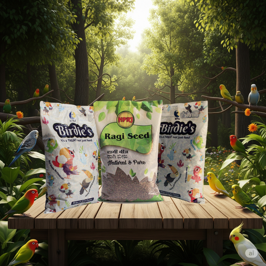 Birdie's Combo of Ragi Seeds 1Kg + 1Kg Mix Seeds for Small Size Birds + 1Kg Mix Seeds for Medium Size Birds (Lovebird, Budgies, COKATIEL, Parakeet & Conure), 100% Natural and Chemical Free.