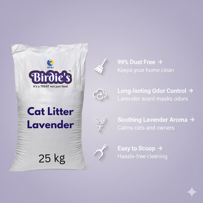 Birdie’s Lavender Cat Litter | 25kg Bulk Bag | Soothing Scent & Dust-Free