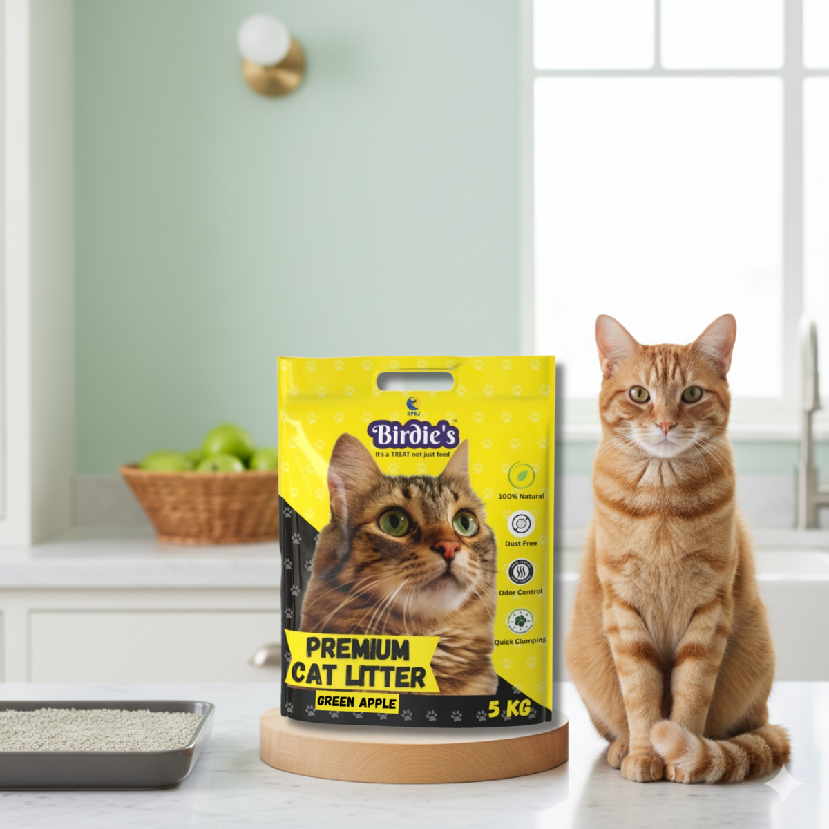 Birdie’s Green Apple Cat Litter | 5kg | Fresh & Dust-Free