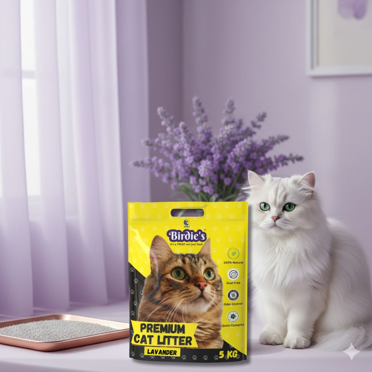 Birdie’s Lavender Cat Litter | 5kg | Soothing Scent & Dust-Free
