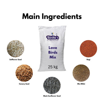 Birdie's Love Birds Mix Bird Food, 25 kg Bulk Bag