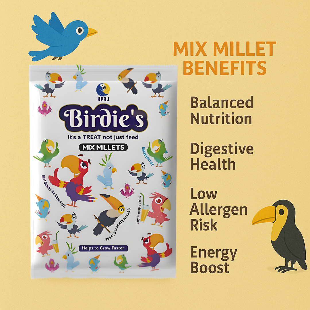 Birdie's Combo of Safflower Seed 1Kg + 1Kg Mix Millet (KANGANI) Birds (Lovebird, Budgies, COKATIEL, Parakeet, Conure, Cockatoo, Macaw & African Grey), 100% Natural, Chemical Free
