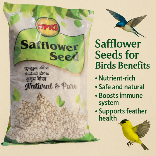 Birdie's Safflower Seeds (Kusum Dana) Birds Food for All Types of Birds (Lovebird, Budgies, Cokatiel , Parakeet, Conure, Cockatoo, Macaw & African Grey) - (1kg), 100% Natural - Chemical Free.
